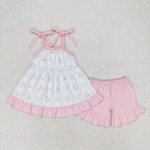 GSSO0725 Flower Pink Shorts Girl Set