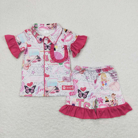 GSSO0737 1989 Singer Star Pink Shorts Girl Pajama Set