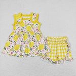 GSSO0752 Lemon Flower Yellow Shorts Girl Set