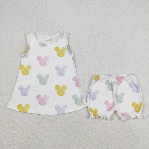 GSSO0774 Cartoon Mouse Bloomier Girls Shorts Set