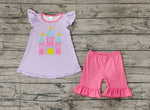 GSSO0775 Castle Purple Stripe Girls Shorts Set
