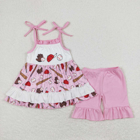 GSSO0794 Baseball Hat Girls Shorts Set