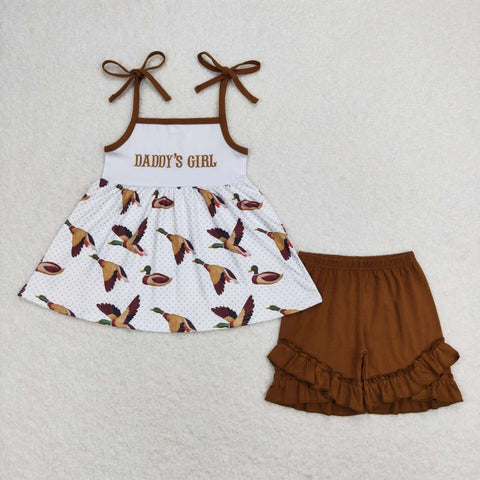 GSSO0807 Embroidery Daddy's Girl Mallard Girls Shorts Set