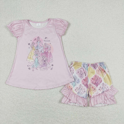 GSSO0821 Princess Pink Girls Shorts Set