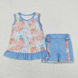 GSSO0831 Garden Blue Girls Shorts Set