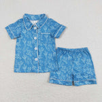 GSSO0842 Cactus Blue Girls Shorts Pajamas Set