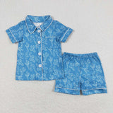 GSSO0842 Cactus Blue Girls Shorts Pajamas Set