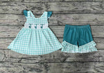 GSSO0847 Lineman Green Plaid Girls Shorts Set