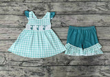GSSO0847 Lineman Green Plaid Girls Shorts Set