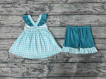 GSSO0847 Lineman Green Plaid Girls Shorts Set