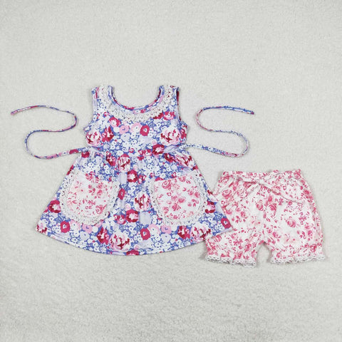 GSSO0856 Flower Purple Girls Shorts Set