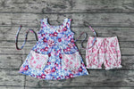 GSSO0856 Flower Purple Girls Shorts Set