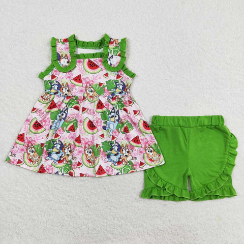 GSSO0859 Cartoon Watermelon Girls Shorts Set