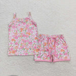 GSSO0868 Flower Pink Girls Shorts Set