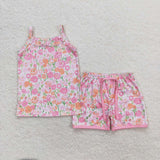 GSSO0868 Flower Pink Girls Shorts Set