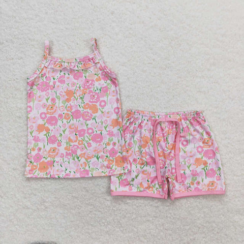 GSSO0868 Flower Pink Girls Shorts Set