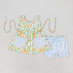 GSSO0871 Flower Pockets Girls Shorts Set