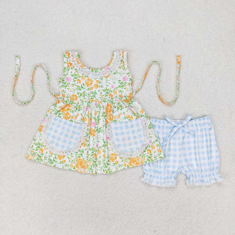 GSSO0871 Flower Pockets Girls Shorts Set