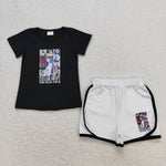 GSSO0885 Singer Star Black Girls Shorts Set