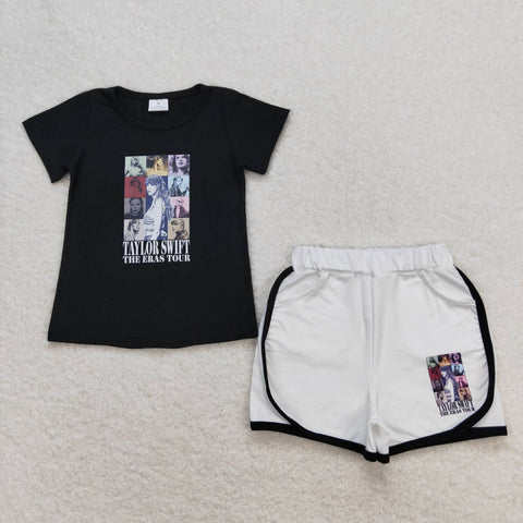 GSSO0885 Singer Star Black Girls Shorts Set