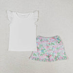 GSSO0888 Flower Cute Lace Girls Shorts Set