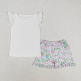 GSSO0888 Flower Cute Lace Girls Shorts Set