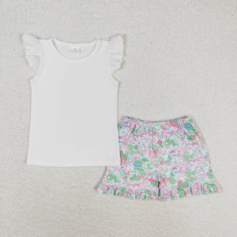 GSSO0888 Flower Cute Lace Girls Shorts Set