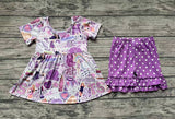 GSSO0897 Purple Dots Girls Shorts Set