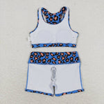 GSSO0901 Leopard Blue Girls Shorts Set