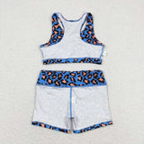 GSSO0901 Leopard Blue Girls Shorts Set