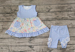 GSSO0908 Flower Blue Mid pants Girls Set