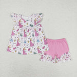 GSSO0910 Princess Pink Girls Shorts Set