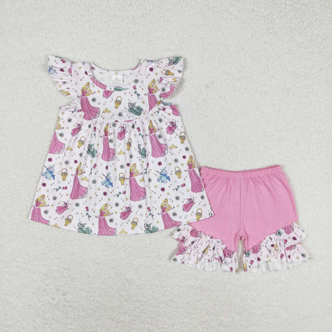 GSSO0910 Princess Pink Girls Shorts Set