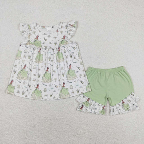 GSSO0911 Princess Green Girls Shorts Set