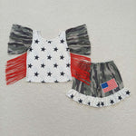 GSSO0918 Flag Camo Girls Shorts Set