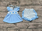 GSSO0927 Crab Blue Stripe Girls Shorts Set