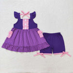GSSO0965 Princess Purple Girls Shorts Set