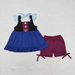 GSSO0966 Princess Blue Girls Shorts Set