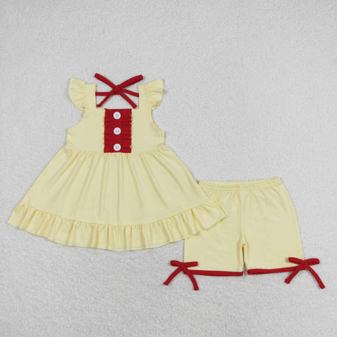 GSSO0971 Princess Light Yellow Girls Shorts Set