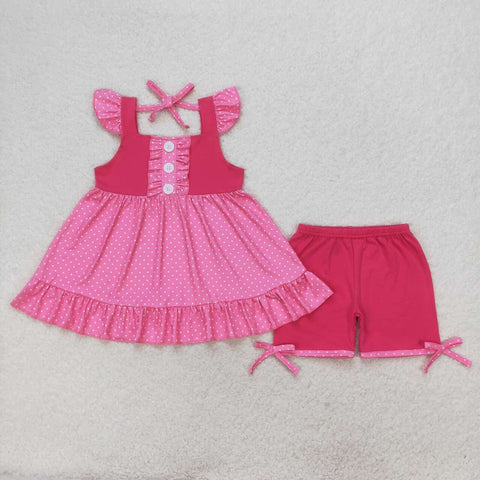 GSSO0974 Princess Hot Pink Girls Shorts Set