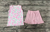 GSSO0975 Flower Rose Pink Girls Shorts Set