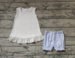 GSSO0980 Flower Blue Girls Shorts Set