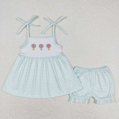 GSSO0982 Embroidery Hot Air Balloon Girls Shorts Set