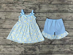 GSSO0993 Flower Little Daisy Blue Cute Girls Shorts Set
