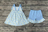 GSSO0993 Flower Little Daisy Blue Cute Girls Shorts Set