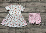 GSSO1000 Peach Pink Plaid Girls Shorts Set