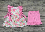 GSSO1003 Rose Flower Pink Girls Shorts Set
