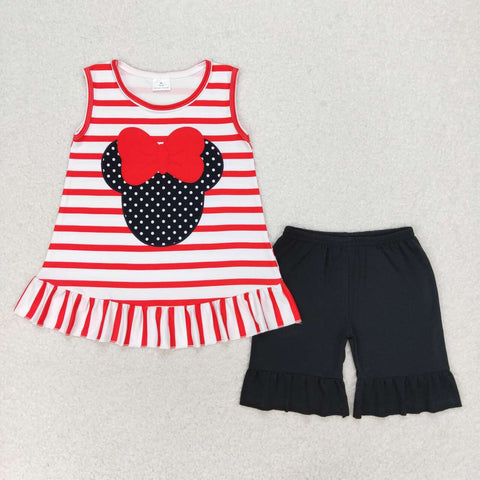 GSSO1022 Cartoon Mouse Girls Shorts Set