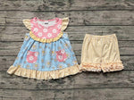 GSSO1036 Flower Pink Girls Shorts Set
