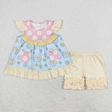 GSSO1036 Flower Pink Girls Shorts Set